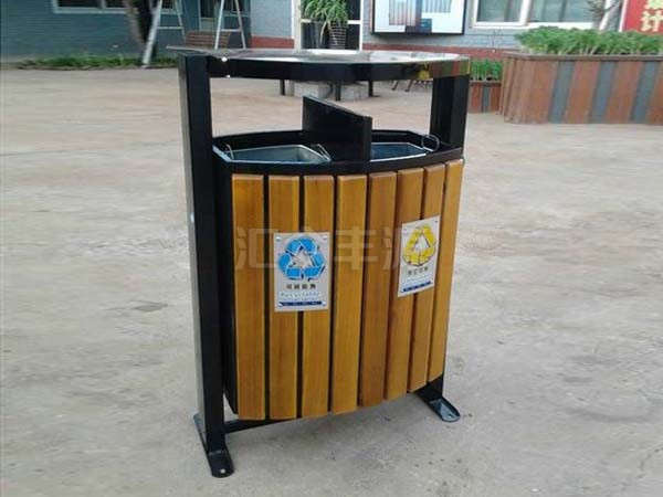 钢木结合垃圾桶HZFY-GMJH33